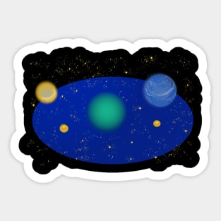 Planets Stars Night Landscape 1 Sticker